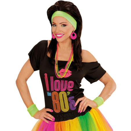 Set bandeau & poignets vert fluo adulte