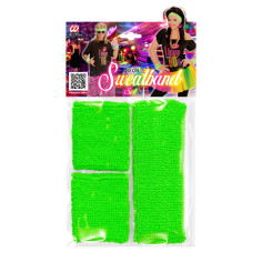 Set bandeau & poignets vert fluo 2