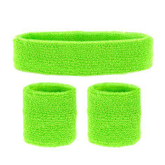 Set bandeau & poignets vert fluo