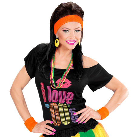 Set bandeau & poignets orange fluo adulte