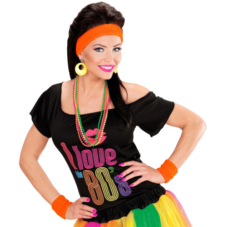 Set bandeau & poignets fluo orange