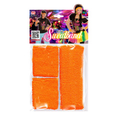 Set bandeau & poignets orange fluo 2