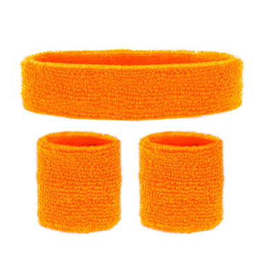Set bandeau & poignets orange fluo