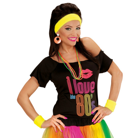 Set bandeau & poignets jaune fluo adulte