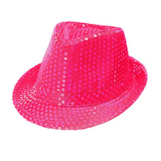 Chapeau à sequins fluo rose