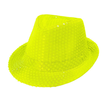 Chapeau à sequins fluo jaune