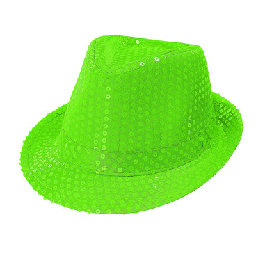 Chapeau à sequins fluo vert