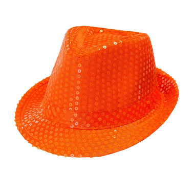 Chapeau à sequins fluo orange