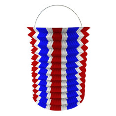 12 Lampions tricolore en papier bleu blanc rouge - 16 cm