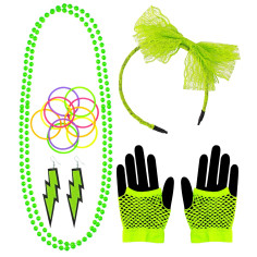 Kit Accessoires Années 80 Fille Vert Fluo