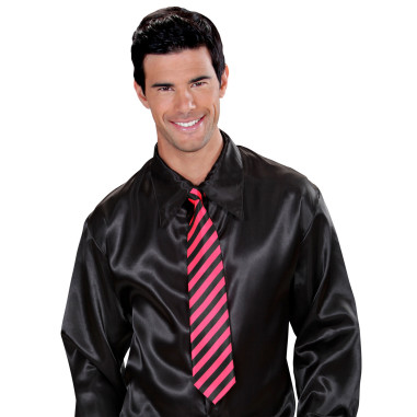 Cravate rayée rose et noire