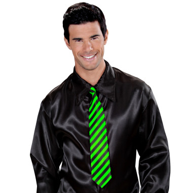 Cravate rayée verte et noire fluo Cravate rayée verte et noire fluo