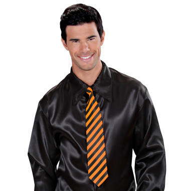 Cravate rayée orange fluo et noire