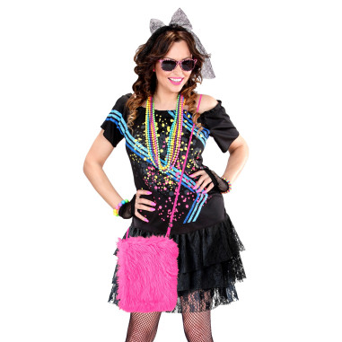 Sac à main rose fluo en fourrure