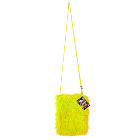 Sac à main jaune fluo en fourrure femme