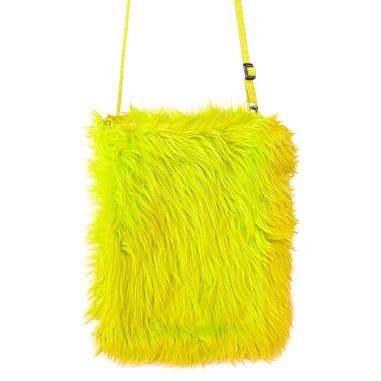 Sac à main jaune fluo en fourrure