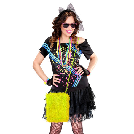 Sac à main jaune fluo en peluche