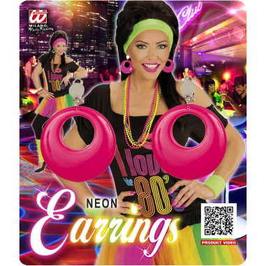 Boucles d'oreilles roses fluo femme