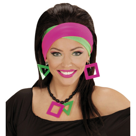 Set collier et boucles d'oreilles fluo femme