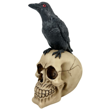 Tête de mort corbeau résine 21 x 15 x...