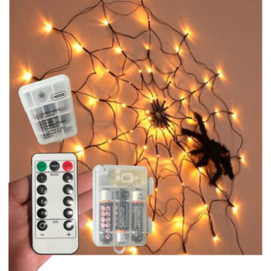 Toile LED 1m + 1 araignée 34 cm lumières changeantes