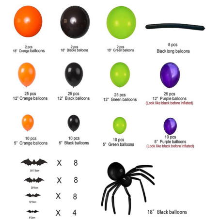 Kit 154 ballons Araignée/chauve-souris Halloween pour halloween