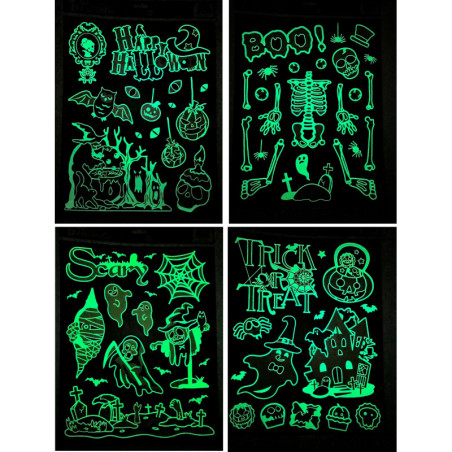 Vitrophanie phospho glow 42 x 30 cm 4 assortis