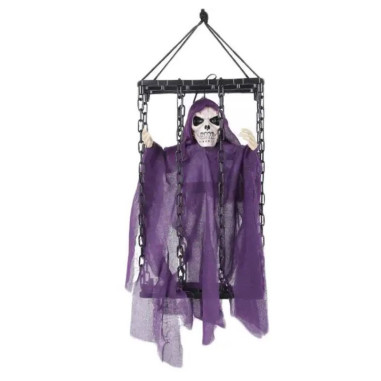 Fantôme d'Halloween en cage 38 x 24 cm son et lumière