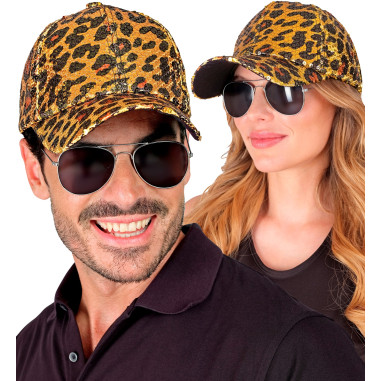 Casquette à sequins léopard orange