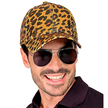 Casquette à sequins léopard orange
