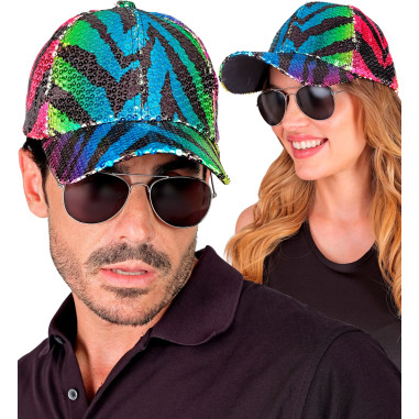 Casquette à sequins tigre multicolore