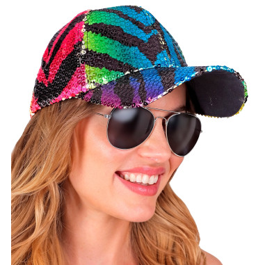 Casquette à sequins tigre multicolore