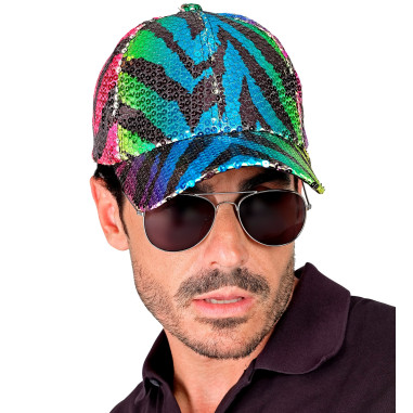 Casquette à sequins tigre multicolore