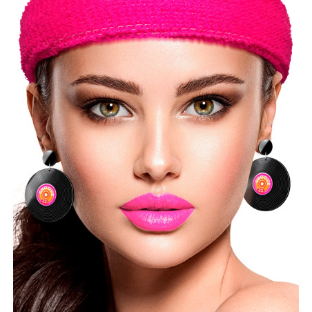 Couleur de Nuit - Boucles d'oreilles disque vinyle 80's