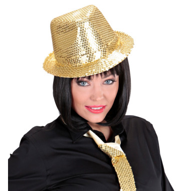 Couleur de Nuit - Chapeau doré à paillettes