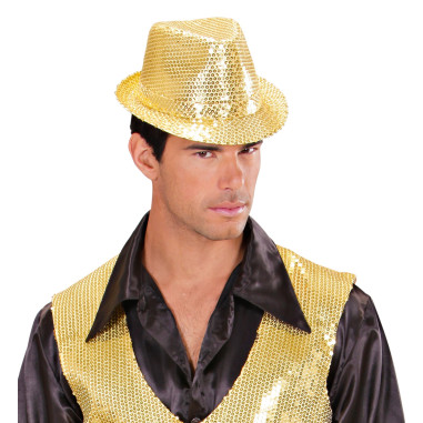 Couleur de Nuit - Chapeau doré à paillettes