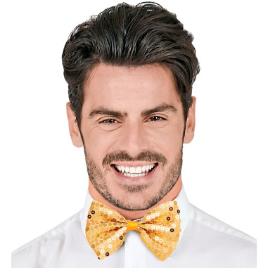 Noeud papillon doré à paillettes