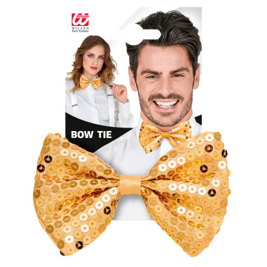 Noeud papillon doré à paillettes