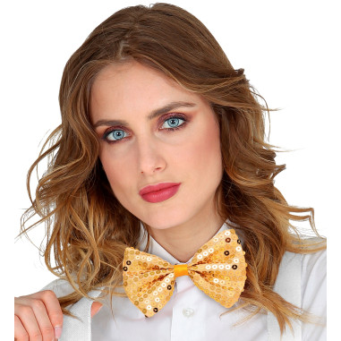 Noeud papillon doré à paillettes
