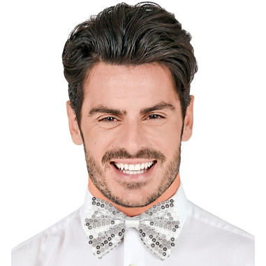 Couleur de Nuit - Noeud papillon argenté à paillettes