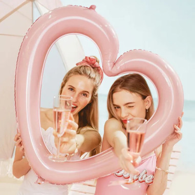 Ballon cadre coeur rose clair