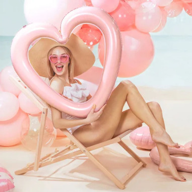 Ballon cadre coeur rose clair