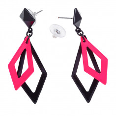 Boucles d'Oreilles Fluo Losange rose