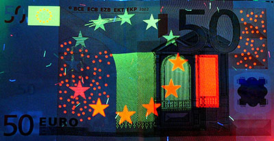 Billet de banque sous UV